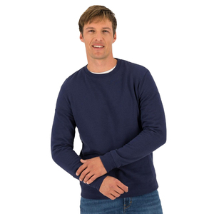 Sweat-shirt d'hiver thermique uni à col rond en molleton polyester/coton unisexe de haute qualité en gros - Product Image 5
