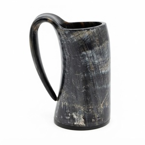 Mug en corne de buffle naturelle personnalisé avec logo, écologique, fait main, style Viking, pour bière, vente en gros - Product Image 1