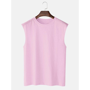 Men's <b>Black</b> Sleeveless Knitted <b>Tank</b> <b>Top</b> O-Neck Regular Fit Solid Color Casual Style T-Shirts Oversized Men's Women's - Product Image 5