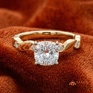 Yellow Gold Over <b>Silver</b> Cushion <b>Solitaire</b> – Classic Nature-Inspired Anniversary <b>Ring</b> - Product Image 1