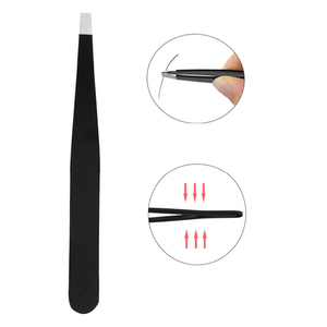 Juego de Pinzas para Cejas de Color Negro Mate con Tijeras de Resorte, Acero Inoxidable Sostenible, Punta Inclinada, Pinzas para Cejas con Logotipo Personalizado - Product Image 5