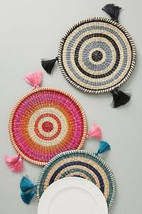 Colorful Handwoven Export Quality Rattan Coaster Set with Tassels Boho Style Premium Modern <b>Table</b> Mats for Kitchen and Dining - Product Image 4