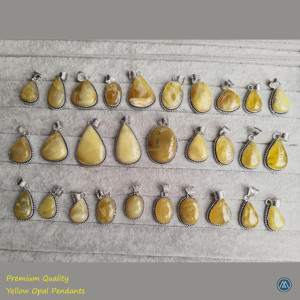 Colgantes de piedras preciosas de ágata auténtica de ópalo amarillo Natural de la mejor calidad, collar de joyería de cristal tallado - Product Image 5