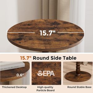 Solid Wood Round <b>Table</b> <b>Walnut</b> | Contemporary Side <b>Table</b> Hotel Cafe Restaurant Furniture - Product Image 3