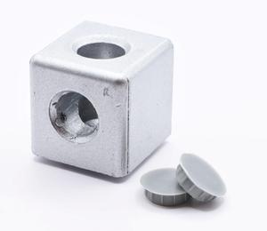 Connecteur d'angle en acier brossé argenté pour support structurel, avec trous réglables et capuchons de protection - Product Image 3