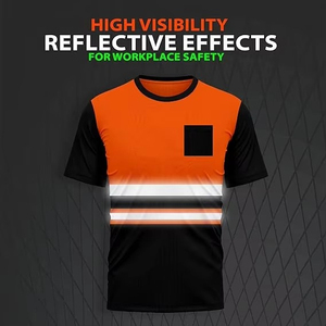 <b>Working</b> T Shirts Men High Visibility Lightweight Polyester CE Certified Safety Wear Reflective Strips Custom Logo Construction - Product Image 6