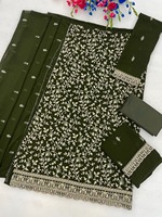 Nouvelle collection de créateurs : Ensemble de fête Salwar Kameez en faux georgette brodé, matière pour robe, costume Punjabi, séchage rapide, toutes saisons