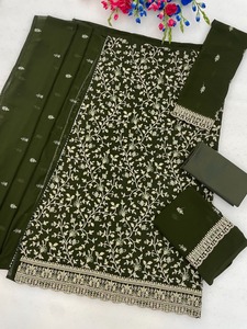 Nouvelle collection de créateurs : Ensemble de fête Salwar Kameez en faux georgette brodé, matière pour robe, costume Punjabi, séchage rapide, toutes saisons - Product Image 6