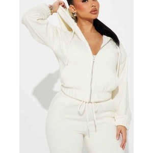 High Quality OEM Cotton Zipper Women's Tracksuit Two Piece <b>Set</b> Zipper Hoodie And Sweatpants Custom Design Fashion Wear Cotton - Product Image 2