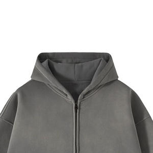 เสื้อฮู้ดซิปสำหรับผู้ชายผ้าฟลีซ Hoodie2026ผ้าฝ้ายย้อมสีล้วนสำหรับฤดูหนาวปรับแต่งได้เต็มที่100% - Product Image 3