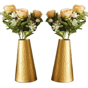 Luxury Hammered Gold Metal Flower <b>Vase</b> Modern Tapered Decorative Iron <b>Vase</b> for Wedding Centerpiece Home Hotel Table Decoration - Product Image 1