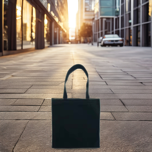 ถุงผ้าคอตตอนสำหรับผู้หญิงทำจากผ้าใบเนื้อแข็งใช้ซ้ำได้ซับโพลีเอสเตอร์เนื้อเรียบสำหรับช้อปปิ้ง - Product Image 3