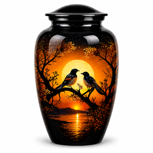 Hermosa urna conmemorativa de esmalte con diseño de mariposa y árbol para cenizas funerarias de adultos - Product Image 6
