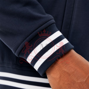 Athletic Blue <b>White</b> Letterman <b>Jacket</b> Contrast Sleeve Design Soft Fabric Ribbed Cuffs Comfortable Everyday Clothing - Product Image 5