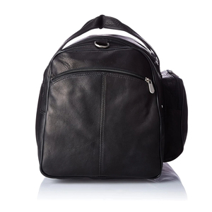 Bolsa de Viaje de Fin de Semana de Cuero, Bolsa de Viaje Multifuncional con Cierre de Cremallera, Negra - Product Image 3