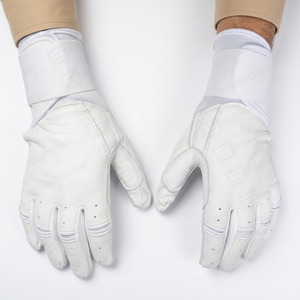 Longue manchette couleur blanche sur mesure Softball frappeur gants de sport véritable peau de vache Cabretta cuir gants de Baseball gants de frappeur - Product Image 4