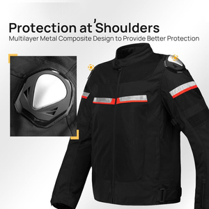 Men's <b>Black</b> Reflective Motorcycle <b>Jacket</b> Stand Collar Zipper Closure Breathable Moto Biker Style Summer Wear Regular Fit - Product Image 2