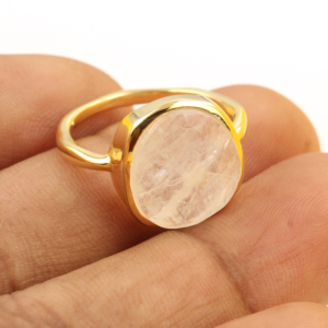 Handmade 925 Silver 12x13mm Natural <b>Crystal</b> Rainbow Moonstone June Birthstone Bezel Boho <b>Ring</b> Gold Vermeil Jewelry Gift For Her - Product Image 5