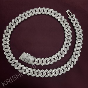 Chaîne cubaine plaquée or 18 carats avec moissanite taille émeraude 20 mm, style hip-hop glacé, collier de luxe pour homme, vente en gros personnalisée - Product Image 2