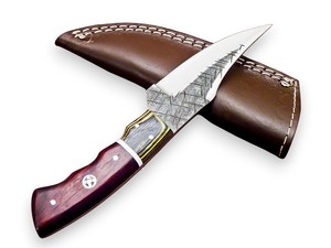 Couteau EDC à lame fixe personnalisé Nordic Forge, manche en bois de rose, étui en cuir, OEM personnalisable, lame pleine longueur en acier 12c27, couteau d'extérieur - Product Image 2