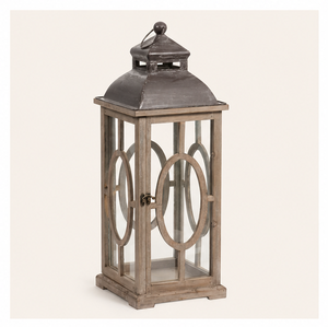Farol de Madera Rústico Estilo Granja con Tapa Metálica, Portavelas con Acabado Desgastado para Decoración de Interiores y Exteriores, Hogar y Jardín, Precio Más Bajo - Product Image 3