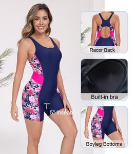 Maillot de bain une pièce sans manches pour femmes, couleur unie, short contrastant, maillot de bain en Spandex et Nylon, maillot de bain athlétique - Product Image 2