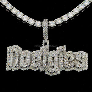 Tendance pendentif glacé diamant caution personnalisé lettres empilées pendentif nom personnalisé collier Hip Hop hommes diamant bijoux - Product Image 1