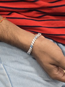 Lab Grown Diamond <b>Bracelet</b> in 14K & 18K <b>White</b> Gold, Blue Marquise Tennis <b>Bracelet</b>, 7 Inch Elegant Fine Jewelry - Product Image 5