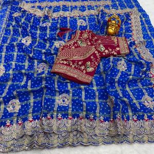 Sari en chiffon premium Panetar avec broderie de paillettes et blouse cousue, prix de gros par Royal Export - Product Image 6