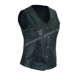 Premium Women Black Real Leather Vest Side Lace Up Design Slim Fit <b>Sheepskin</b> Motorcycle Waistcoat Classic Biker <b>Gilet</b> - Product Image 2