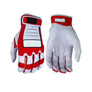 Gant de frappeur en cuir rouge et blanc, main droite, rembourré, fermeture auto-agrippante, unisexe, pour entraînement adulte - Product Image 4