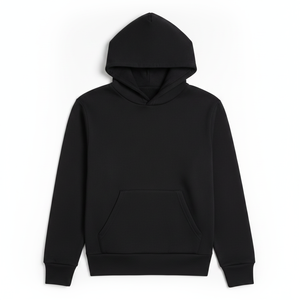 Sudadera con Capucha Negra Unisex Premium de Gran Peso, Estilo Urbano Minimalista, Oversize, de Algodón Liso con Forro Polar - Product Image 5