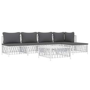 White Steel <b>6</b>-<b>Piece</b> <b>Patio</b> Lounge <b>Set</b> with Cushions for Outdoor Furniture - Product Image 3