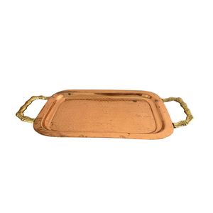 Plateau décoratif de style vintage pour la maison, l'hôtel et le restaurant, plateau de service octogonal en cuivre martelé à la main avec poignées - Product Image 6
