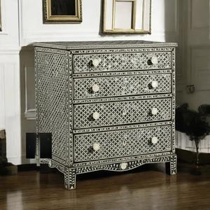 Cajón con Incrustaciones de Hueso de ILAHI, Diseño Moderno con Detalles de Ágata, Mueble Portátil para el Hogar - Product Image 4