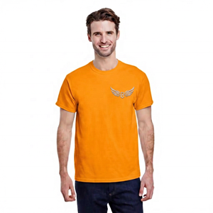 T-shirt pour homme à manches courtes et col rond, couleur violette, avec logo d'aile en relief, coupe classique, style décontracté, tissu jersey 100% coton - Product Image 4