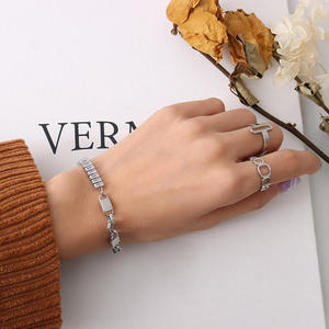 Stainless Steel Moissanite <b>Tennis</b> Bracelet Emerald Cut Geometric Silver/<b>Gold</b> Plated Christian Women Gift Trendy Simple Everyday - Product Image 3