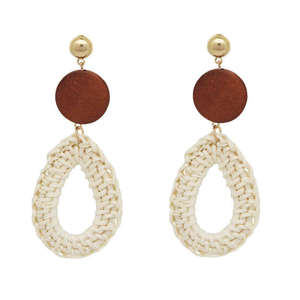 Mejor Precio, Pendientes de Aro Geométricos de Ratán Redondos, Estilo Bohemio, Ecológicos y Ligeros, Regalo de Vietnam para Mujer - Product Image 2