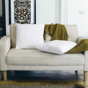 Housse de coussin rectangulaire blanche unie moderne, 100% coton tricoté, respirante - Product Image 1