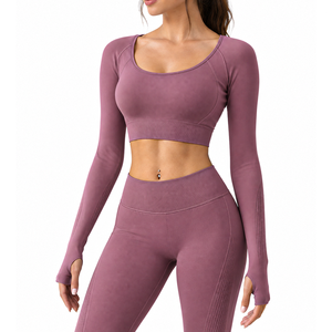 2026 New Arrival Custom Seamless <b>Long</b> <b>Sleeve</b> <b>Gym</b> Crop <b>Top</b> Breathable Fitness Activewear OEM Wholesale Athletic Shirt - Product Image 2