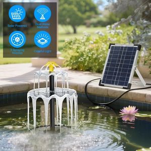 Pompe à eau solaire 2200 mAh, étanche IP68, avec batterie de secours, 2 modes d'arrosage réglables, hauteur réglable, fontaine solaire - Product Image 1