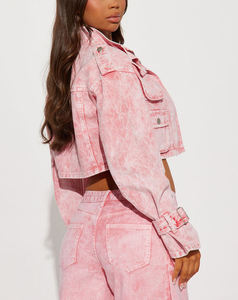 Women's Winter Woven Denim Jacket Eco-Friendly Reversible Breathable Solid Color Regular Outdoor Casual Outwear 100% Cotton - Product Image 1