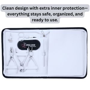 Kit d'outils pour extensions capillaires : pinces de coiffage, ciseaux, aiguille courbée, pince à mèches, étui, pince à bandes adhésives, coupe-bandes, pince à sertir - Product Image 6