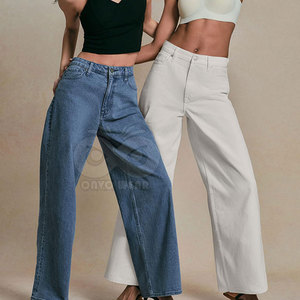 Pantalones Vaqueros Anchos para Mujer, Transpirables, al Por Mayor, MOQ Bajo, Diseño Personalizado, Último Modelo, para Venta en Línea - Product Image 4