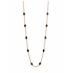 Collier élégant en or rose 18 carats avec pendentif ovale Midnight et pierres noires profondes, chaîne à maillons délicate et minimaliste, bijoux pour femmes - Product Image 4