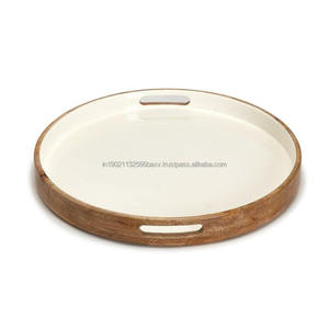 Bandejas de servicio de madera de mármol de bambú hechas a mano de alta demanda para uso en restaurantes en el hogar de proveedor indio de cuero de melamina para servir - Product Image 1