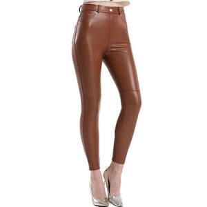 Hot Selling Winter Genuine Leather Eco-Friendly Windproof Streetwear High Waist Pencil Pants Jogger <b>Legging</b> Trousers for Women - Product Image 2