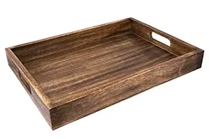 Plateau de service en bois carré moderne FAIZA CRAFT avec poignée et motif horizontal pour les occasions de mariage, fabriqué en Inde - Product Image 4