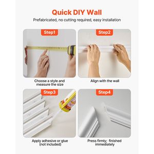 Kit di 6 Pannelli per Rivestimento Murale - Leggeri, Verniciabili, in Polistirolo, Facili da Installare, Impermeabili, per Decorazione Pareti - Product Image 6