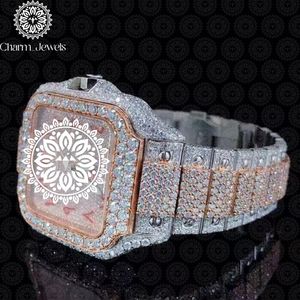Montre de luxe pour homme Charm Jewels en acier inoxydable, cadran de 40 mm, bracelet de 20 mm, incrustée de diamants, résistante à l'eau 10 bars, mécanique automatique - Product Image 2